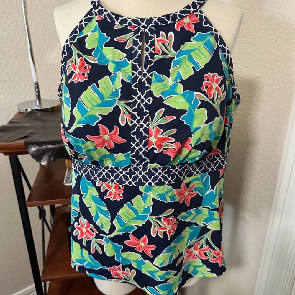 Lands' End Multicolor Floral Tankini